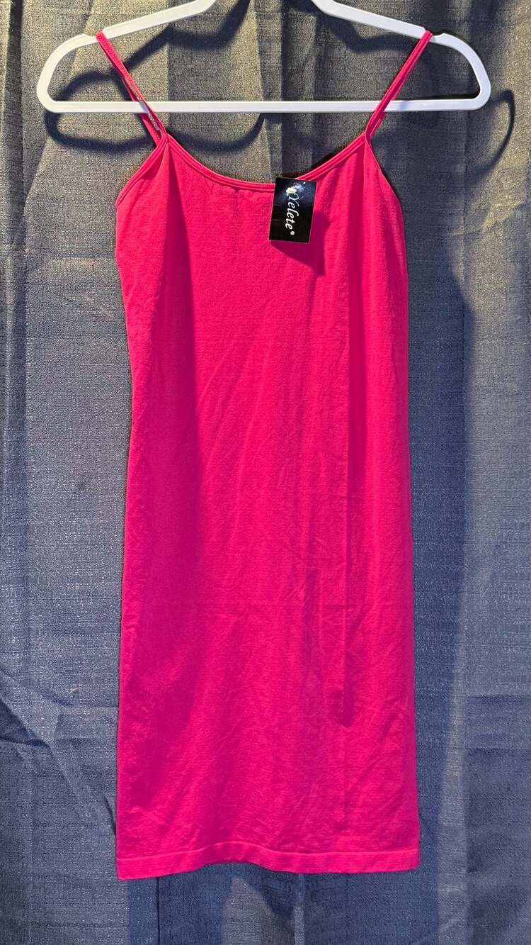 NWT Yelete pink body contour mid length dress Small  spaghetti